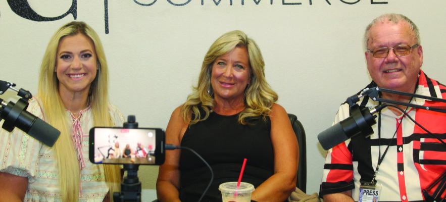 ‘Mic’D Up on Main Street,’ presented by the Canton Texas Chamber of Commerce, featured representatives from Van Zandt Newspapers LLC, publishers of the Canton Herald and the Van Zandt News. Interviewed on the July 8 podcast program were Karla Dunson, Advertising Manager, middle, and David Barber, Editor. They were interviewed by Canton Texas Chamber of Commerce President and Chief Executive Officer Savannah Terrell Photo by Danica Harris