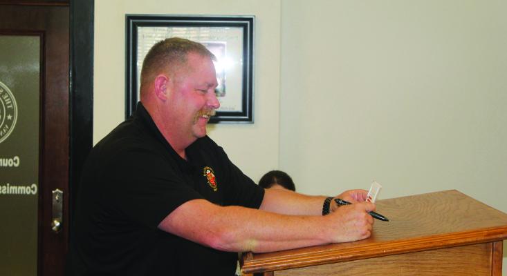 Van Zandt County Fire Marshal Sean Davis recommended an immediate burn ban for VZC as he spoke with the VZC Commissioners Court during a special called meeting Aug. 7. The commissioners’ court voted 3-0 to implement a 90-day burn ban effective immediately. Photo by David Barber