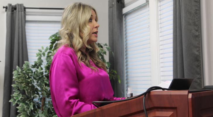 Van ISD Director of Curriculum/Accountability Karla Rainey presented the school district’s Texas Academic Performance Report (TAPR) for the 2021-22 school year during a public hearing as part of the Van School Board’s regular monthly meeting. Photo by David Barber