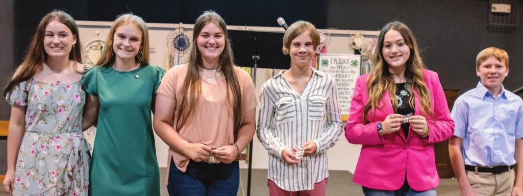 The 2022-‘23 County Council members and the clubs they represent are: President Maci Schley, Project Club; 1st VP Sydni Schley, Free State 4-H; 2nd VP Payton Roberts, Project Club; Secretary, Charlene Vickle, Shooting Sports; Treasurer, Addison Granberry, Free State 4-H; and Parliamentarian TJ Kole, Archery. Not pictured is Historian/Reporter Wesley Buie, Shooting Sports.