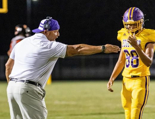 Alex Guerra earned his first win as head coach of the Edgewood Bulldogs Sept. 27. Guerra will look to add a second win this week when the Bulldogs travel to take on Prairiland Sept. 3. Photo by Dusty Goodwin