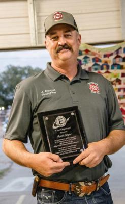 Jared Cooper was recognized on his retirement after 35 years of service with the Edgewood Volunteer Fire Department. Cooper began his service at age 16. He was recognized Feb. 8 during the fire department’s 20th Annual Chili Dinner. Photo by Faith Caughron