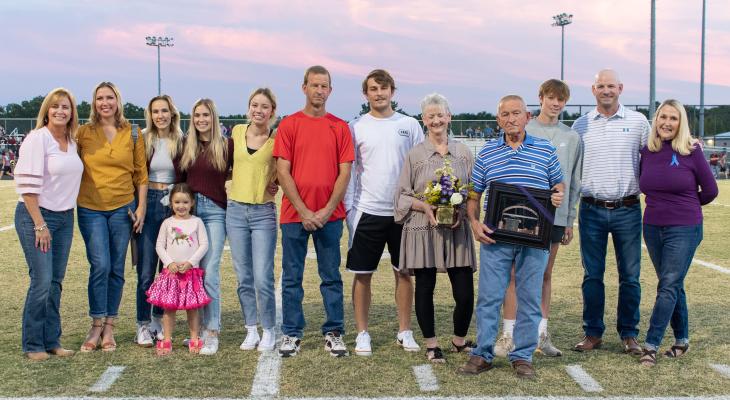 The family of I.T. James was on hand in Edgewood last week for a special rededication of the football field. The stadium was originally dedicated in James’ honor during the 1973 season. Photo by Dusty Goodwin