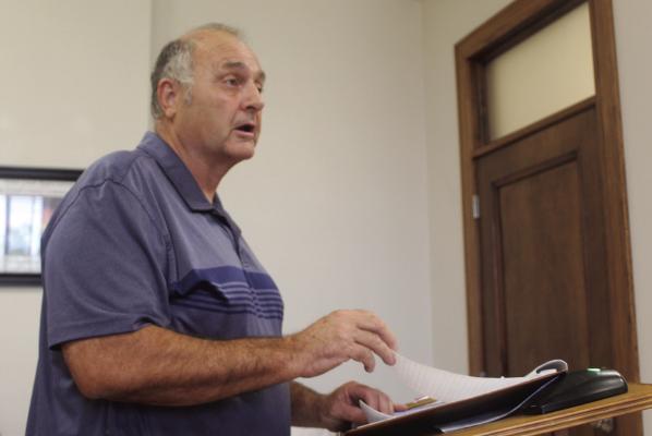 Ernie Burns, City of Van Mayor, was among the members of the public who addressed the Van Zandt County Commissioners Court during their July 15 session regarding the county's pursuit of joining a Regional Groundwater Conservation Distric Photo by David Barber
