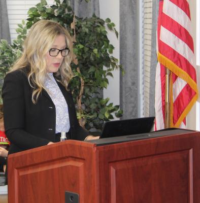 Van ISD Director of Curriculum and Accountability Karla Rainey shared information with the Van School Board during its regular monthly meeting Jan. 16 about the school district’s Science of Reading Implementation program which was unanimously approved by the trustees. Photo by David Barber
