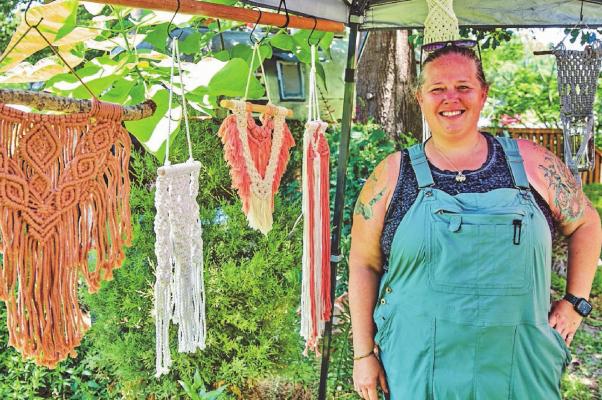 DJ Warren sold her wares at Locally Forged. Her booth, I’d Rather Knot, included hand-knotted macrame wall hangings, propagation jars, and interesting pods. Photo by Craig D. Blackmon