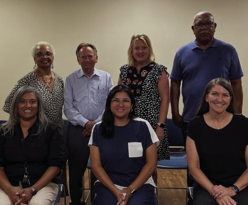 Community Services Inc. held its board meeting July 28 in Corsicana. Among those in attendance were front row, board member Denish Simon, board member Teresa Zuniga, and Board Vice President Christen Rudd; and back row, Interim Executive Director Denise Freeman, Navarro County Judge the Honorable H.M. Davenport Jr., Board President Pam Corder, and Board Treasurer Bernard Porter. Courtesy photo