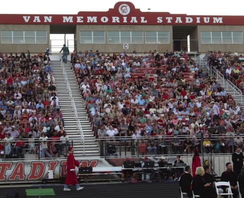 The stands were full on the home side of Van’s Memorial Stadium May 22 for the Van High School Class of 2026 Graduation Ceremony. The weather cooperated as partly cloudy skies greeted those in attendance as they watched 179 graduating seniors receive their diplomas. Photos by David Barber
