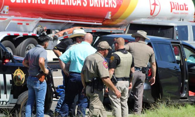 A high-speed chase that began in Dallas County and occasionally reached speeds of more than 100 miles per hour came to an end one mile from the FM 314 exit along Interstate 20 during the early afternoon hours of Sept. 21. Law enforcement officials noted that the incident was still under investigation as of press time. Photo by Nick Gibbons/The County Eagle