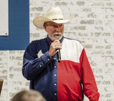 Van Zandt County Republican Party Chairman Lance Lenz spoke during the regular monthly meeting of the Republican Club of VZC Oct. 27 at the VZC Farm Bureau Event Center in Canton. Lenz reminded those in attendance that the time period to sign up to run for a VZC office for the March 2026 Primary Election is Nov. 8 through Dec. 8. Photo by Faith Caughron