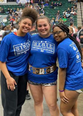 Lexi Taylor, Mady Garcia and Kayla Spencer represented the Wills Point Tiger athletic program at the Class 4A State Powerlifting Meet in Frisco March 17. Garcia would win her second consecutive gold medal at the event, while Taylor and Spencer each posted strong finishes in their respective weight class. Courtesy photo