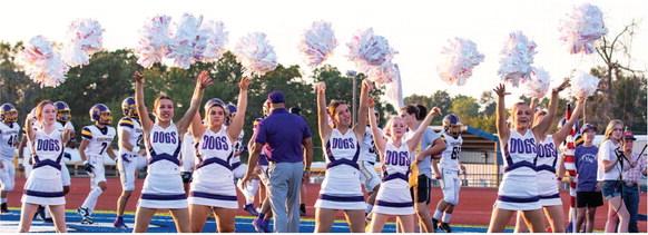 The Edgewood Bulldog cheerleaders entertained those in attendance prior to the start of the Bulldogs’ varsity football game Sept. 1 in Emory against the Rains Wildcats. Edgewood evened its season record at 1-1 with a dominating 45-8 victory. Photo by Dusty Goodwin