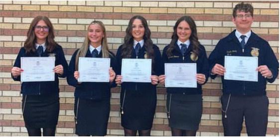 The Fruitvale FFA chapter was well represented during the recent 98th Texas FFA convention. Those students receiving the Texas FFA Lone Star Degree, the highest degree the Texas FFA Association can present, included Hollie Carver, Kenley Akins, Emmalee Welborn, Kyrston Koonce, Kaiden Bailey, and Connor Shields. Courtesy photos