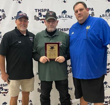 Longtime Wills Point ISD administrator and current board of trustees member Jim Lamb was recently recognized by the Texas High School Powerlifting Association for his years of service as a judge to the organization. Lamb was inducted into the group’s 2023 Hall of Honor at the State Powerlifting Meet in Abilene. Courtesy photo