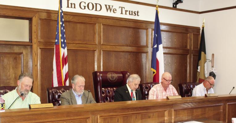 For the first time in nearly three months, all four commissioners’ court seats were filled Aug. 28 for the regular meeting of the VZC Commissioners Court as newly appointed VZC Pct. 2 Commissioner Cliff Williams (second from left) attended his first meeting. Others shown with Williams were left to right, VZC Pct. 1 Commissioner Chad LaPrade, VZC Judge Andy Reese, VZC Pct. 3 Commissioner Keith Pearson, and VZC Pct. 4 Commissioner Brandon Barton. Photo by David Barber