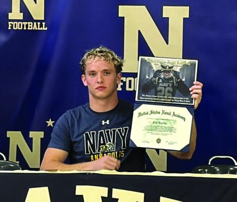 Grand Saline Indian senior quarterback Jett Taylor signed his College Letter of Intent to attend school and play football at Navy. The signing took place at Grand Saline ISD Feb. 4. Courtesy photos