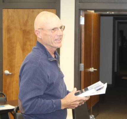 Van Zandt County Republican Club President Doc Collins discussed public education as he spoke to the Van School Board Jan. 17 during the board’s regular monthly meeting. Photo by David Barber