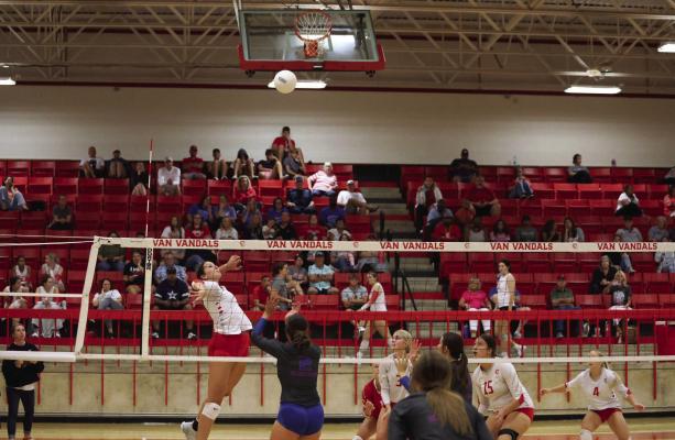 The Van Lady Vandals finished in third place in the Van Volleyball Tournament Aug. 24. Van will travel to Caddo Mills Sept 3 before hosting Rains Sept. 6. After a road trip to Kilgore Sept. 10, the Lady Vandals will open district play Sept. 13 at home against Lindale. Photos by Liz Hinch/Hi5 Photography