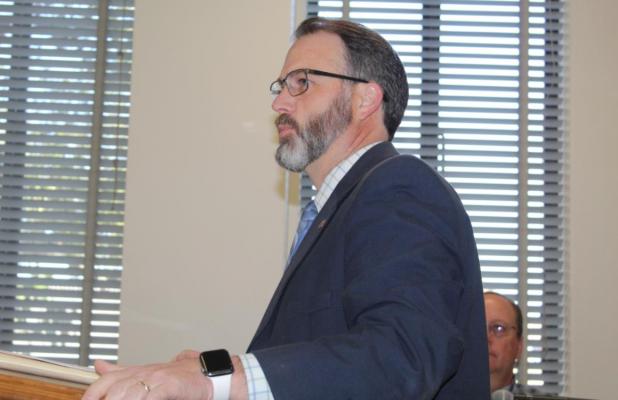 Van Zandt County District Judge Chris Martin discussed legal services contracts for criminal indigent defense March 2 during the regular meeting of the VZC Commissioners Court. The commissioners’ court agreed to table the issue until their next regular meeting scheduled for 9 a.m. Wednesday, March 16. Photo by David Barber
