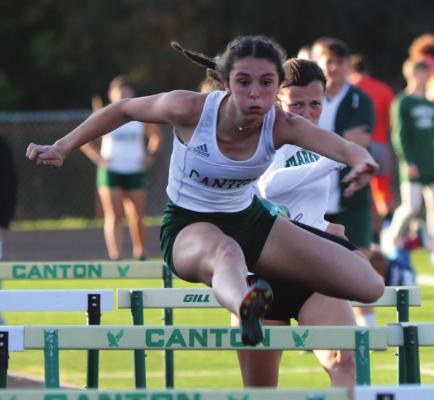 Hannah Cade, a Class 4A State Track and Field Meet bronze medalist in the 100 meter hurdles in 2021, will make a return trip to Myers Stadium in Austin May 12-14 to compete in both the hurdles and pole vault. Cade will be joined in Austin by freshman Jaxson Hubble and senior Preston Yarber. Photo by Lianna Reid