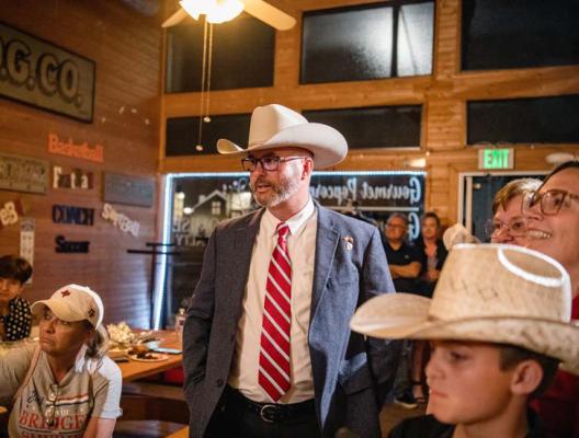 Newly elected Van Zandt County Sheriff Kevin Bridger listens to an election update March 5 at Southern Pop on the north side of the downtown square in Canton. Bridger was able to defeat three opponents and avoid a runoff as he will be taking office on January 1, 2025. Current VZC Sheriff Joe Carter chose not to seek re-election. Story on 2A. Photo by Faith Caughron
