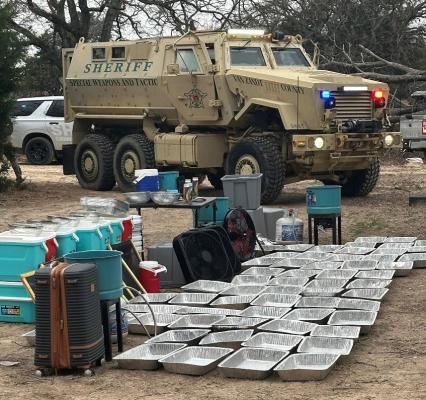 Van Zandt County, state, and federal authorities worked together in shutting down a major illegal drug operation in VZC March 7. The exact location was not released by the VZC Sheriff’s Department since it remains an active investigation. Three suspects were taken into custody by federal officers. Courtesy photo