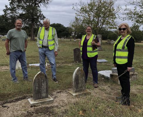Members of the Van Zandt County Historical Commission recently visited the Cana Cemetery including left to right, Jeff Priest, Elvis Allen, Lisa Mays-Gonzalez, and Cindy Cooper. Courtesy photo