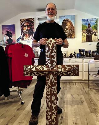 Canton artist David Broussard has created a sculpture called ‘River of Angels Cross’ to recognize the upcoming one-year anniversary July 4 of the tragic flooding that took the lives of 119 people in Kerrville. Courtesy photo