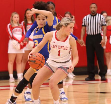 Junior guard Landry Jones played a key role against Brownsboro last week, scoring seven points in an eight-point Lady Vandal victory. Photo by Liz Hinch