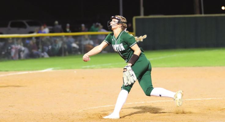 Jaycee Bullard continued what has been a dominant season on the mound with back-to-back shutout wins last week. The Eaglette righty allowed five hits and no earned runs against Van before no-hitting Brownsboro two nights later. Photo by Lianna Reid