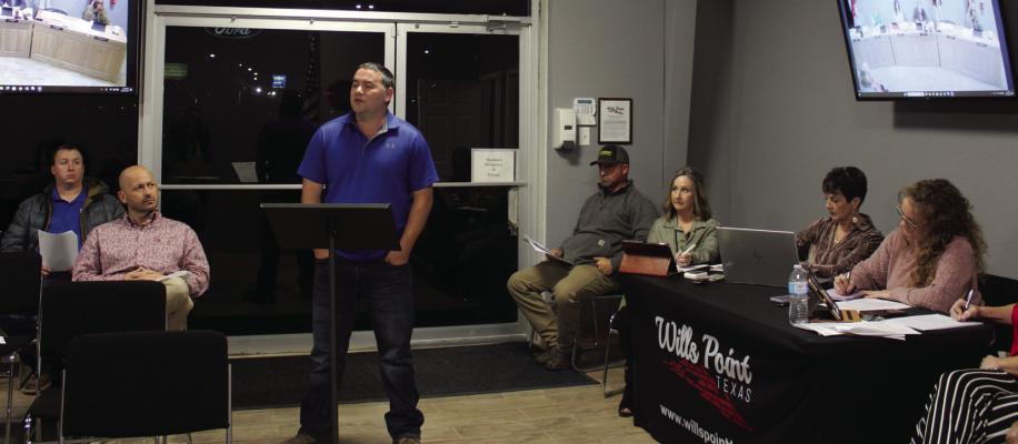 Justin Screws, Wills Point Utility Superintendent, updated the community on new utility services, expressing satisfaction with the city’s responsiveness to residents’ inquiries and the progress made. Photo by Susan Harris