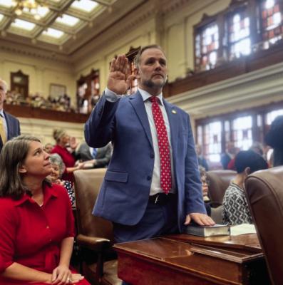 Brent A. Money of Greenville was sworn in as Representative of Texas House District 2 on Tuesday, Jan. 14. Money defeated incumbent Jill Dutton in the Primary Election on March 5, 2024, and was elected to the Texas House of Representatives on Nov. 5. Money is a native of Hunt County where he lives with his wife, Heidi, and their five children. He is also a business owner and attorney at Money Law &amp; Title. Courtesy photo