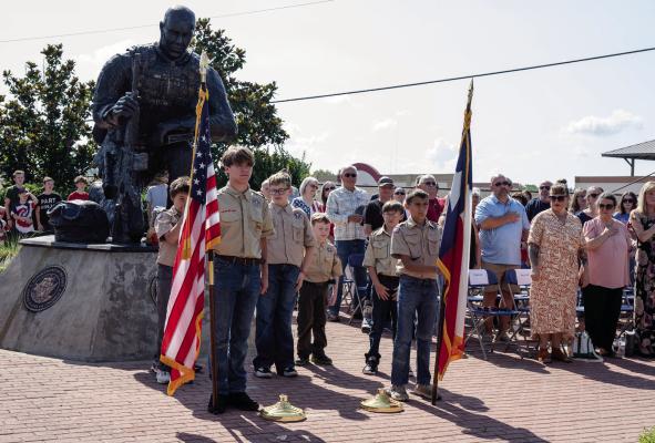 Members of Troop 378 Presented the Colors to begin the Annual Memorial Day program May 25 at the VZC Veterans Memorial in Canton. Photos by David Barber