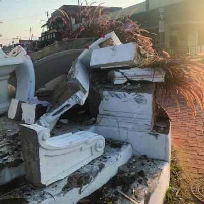 Damage to the downtown Wills Point Monument took place July 19. The case is still under investigation, according to Wills Point Police Chief Aaron Long. Photos courtesy of Keep Wills Point Beautiful