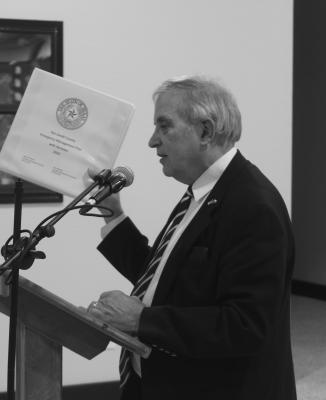 Van Zandt County Judge Andy Reese presented a copy of the revised 2023 Van Zandt County Emergency Services Manual to the City of Van during the Dec. 14 regular monthly meeting of the Van City Council. Photo by David Barber