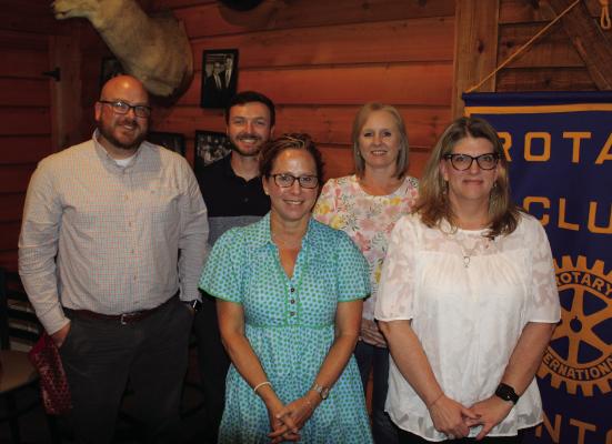 The Canton Rotary Club installed new officers to serve during the 2024-25 fiscal year during a new officer installation ceremony June 27 at Craft 64. New club officers included, left to right, Lance Tate, Treasurer; Landon Spears, President-Elect; Mindi Holland, Vice-President; Rebekah Foster, Secretary; and Tiffany Hardy, President. Photo by David Barber