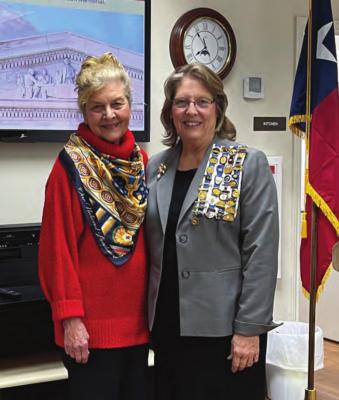 Pat Thibodeau, left, served as the guest speaker at the Neches River Chapter of the Daughters of the American Revolution’s monthly meeting while Sherrie Archer, right, presided. Courtesy photo