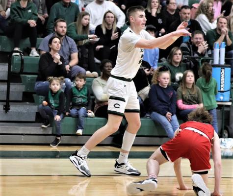 Layne Etheridge throws a pass during the second quarter of Canton’s 49-33 victory on Friday, Jan. 13. The win moved the Eagles to 3-1 in district play. Photo by Lianna Reid