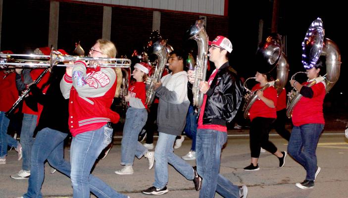A good crowd was on hand under mild weather conditions Dec. 3 for the annual City of Van Christmas Parade held downtown. The parade route began at J. E. Rhodes Elementary School and ended at the Van United Methodist Church parking. The parade featured a number of entries including the Van High School Mighty Vandal Band, the 2022 Van Oil Queen court, and a special visit by Santa and Mrs. Claus. Photo by David Barber
