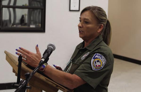 Van Police Chief Melissa Davis discussed the need to adjust the staffing levels of the police department to enhance recruitment and retention of officers. Photo by David Barber