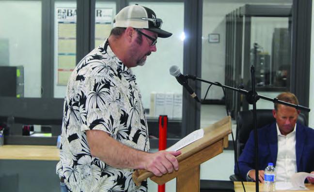 Former Van City Council member and current Van resident Ryan Hanson voiced his concerns about the city’s investment policy Aug. 10 during the regular monthly meeting of the Van City Council. Photo by David Barber