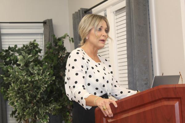 Van ISD Director of Curriculum/Accountability Karla Rainey presented the monthly curriculum director’s report Oct. 21 during the regular monthly meeting of the Van School Board. Photo by David Barber