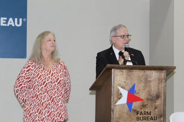 Van Zandt County Judge Andy Reese and VZC Emergency Management Coordinator Vicki McAlister welcomed those in attendance Feb. 21 for a Total Solar Eclipse Planning meeting at the VZC Farm Bureau Event Center in Canton. The meeting was held to discuss VZC’s preparations for the upcoming total solar eclipse event scheduled for Monday, April 8. Photo by David Barber
