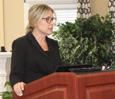 Van ISD Director of Curriculum and Accountability Karla Rainey presented the 2022-’23 Van ISD calendar March 28 during the regular monthly meeting of the Van School Board. Photo by David Barber