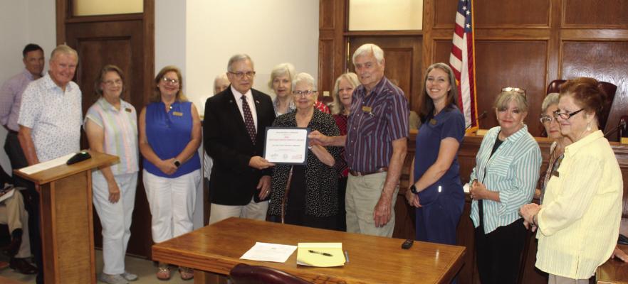 The Van Zandt County Historical Commission was recently named as the recipient of the 2024 Texas Historical Commission Distinguished Service Award. The members of the VZC Historical Commission, including Chairman Elvis Allen, were recognized by VZC Judge Andy Reese on their achievement during the regular meeting of the VZC Commissioners Court July 16. The VZC Historical Commission has received state recognition every year since 2009. Photo by David Barber
