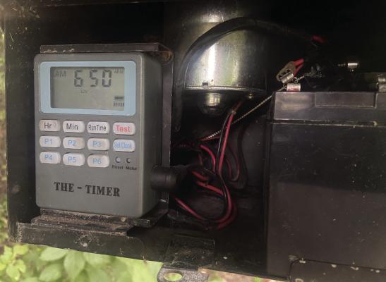 A quality timer is a must on any game feeder. With the invention of ‘The Timer’ pictured here, the guesswork of ‘when’ a feeder throws corn was solved. Photo by Luke Clayton