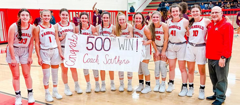 Coach Warren Southers picked up his 500th career coaching win during Van’s 70-39 triumph over the Athens Lady Hornets Jan. 25. Courtesy photo