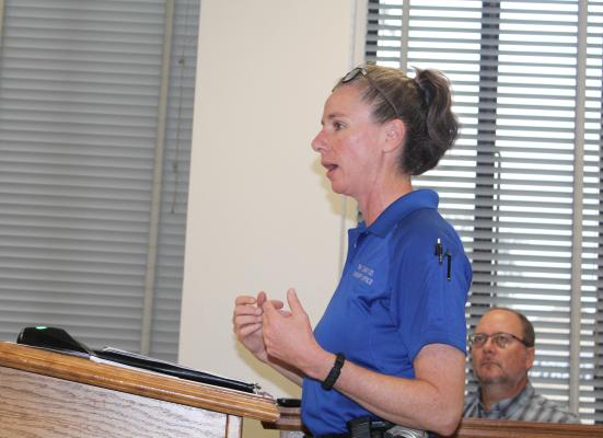 Van Zandt County Sheriff’s Department Property and Evidence Tech Erin McLeaish requested the use of a volunteer to work at the sheriff’s department as she met with the VZC Commissioners Court Dec. 7. The request was tabled until the court’s next regular meeting Dec. 21. Photo by David Barber