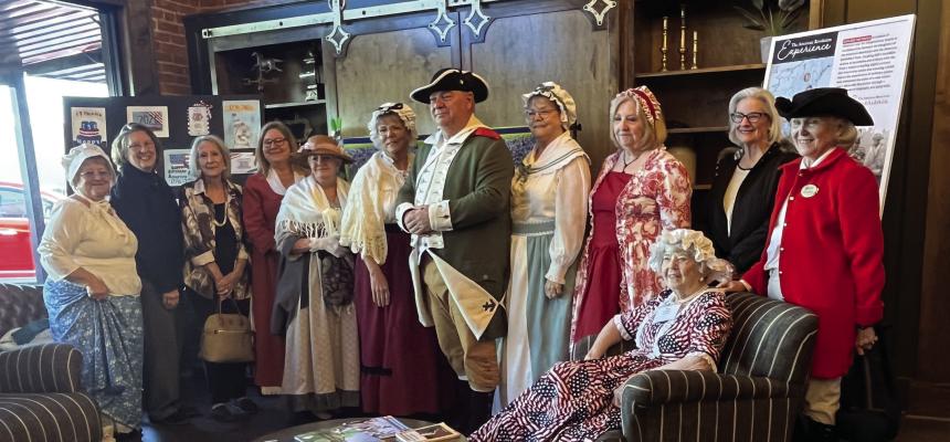 Members of the Van Zandt and Kaufman area DAR chapters and friends at the American Revolution Experience, in 1770s period costume. Photo courtesy of Suzie Bass