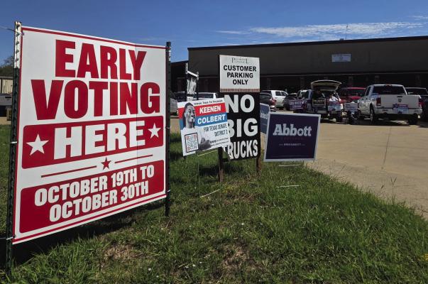 Turnout was strong on the first day of Early Voting in Van Zandt County on Oct. 19. There are two Early Voting locations including the new VZC Courthouse Annex building (formerly known as the Paul Michael Building) at 1900 North Trades Day Blvd. in Canton (State Highway 19). The other Early Voting location is at The Movie House in downtown Van. Early Voting continues through Oct. 30. Election Day is Nov. 3. Courtesy photo